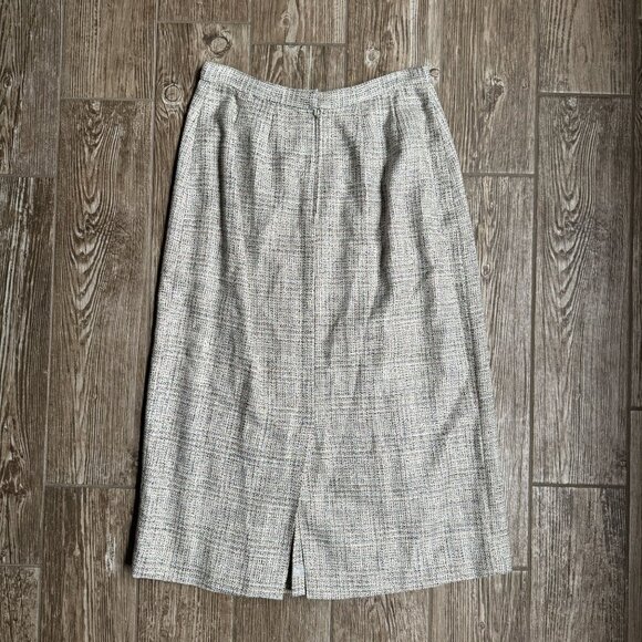 Vintage Gianni Skirt Womens Drop Waist Pleated Front Pencil 12 Tweed Midi Preppy - Picture 6 of 6